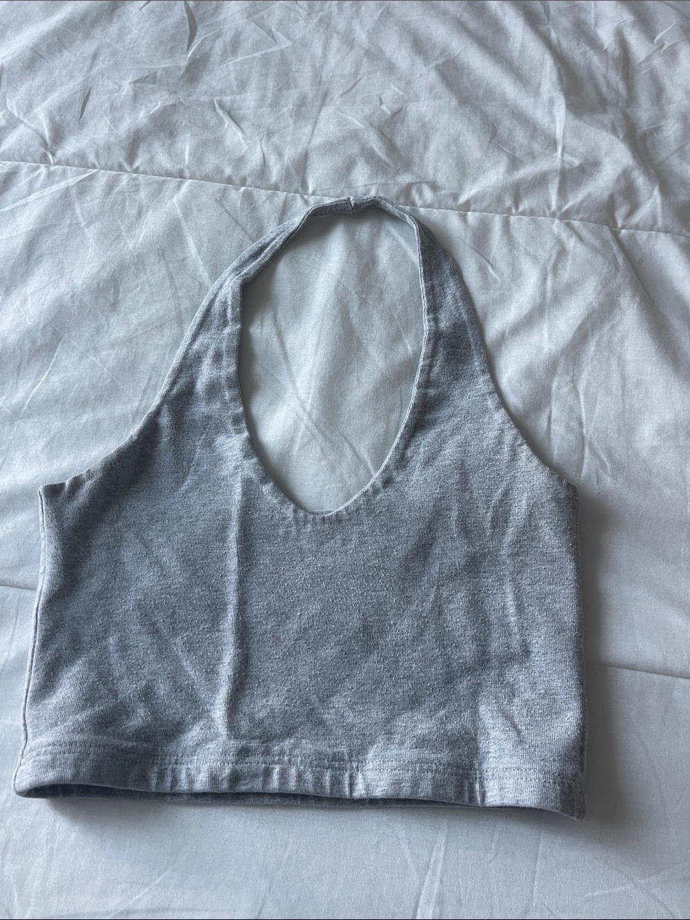 Brandy Melville Halter Crop Tank Top - Light Gray